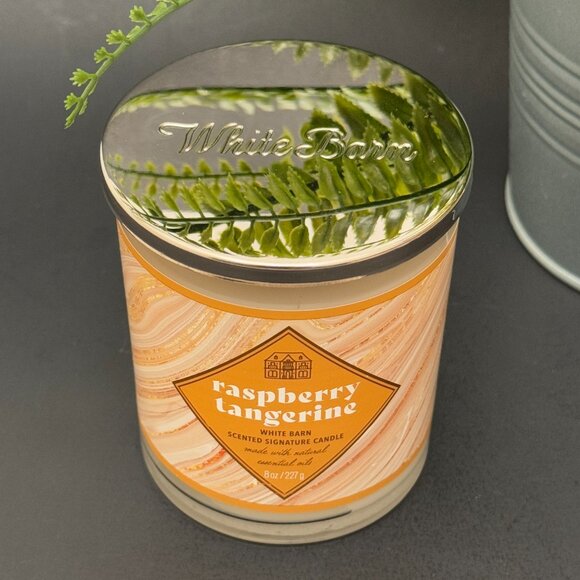 BBW Raspberry Tangerine White Barn Bath & Body Works Single Wick Candle - Picture 4 of 10